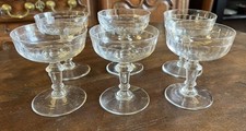 6 Coupes A Champagne Ancienne En Verre Cotes Plates