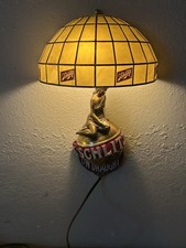 1971 Schlitz Lady On The World Globe Back Bar Light Up Wall Sconce Lamp Sign 