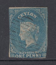Ceylon Sc 3a used 1857 1p blue