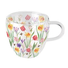 Tasse à thé en verre double paroi fleurs du printemps