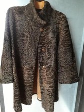 Manteau de fourrure vintage réversible marron et daim sans marque belle qualité