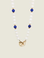 DINH VAN Collier menottes R10 perles & lapis lazuli
