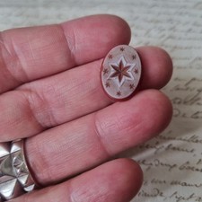 Camée Ancien Napoléon III Agate Cornaline Décor Etoiles XIXè Victorian Cameo