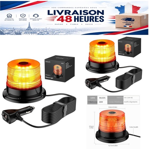 Gyrophare led orange - orange, 40w