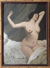 Brunel L Oil On Cardboard Signed 1929 Nude Romanticism Stretching Japanese Eroticism