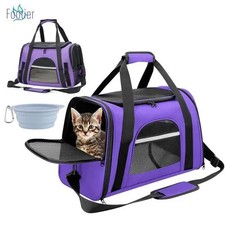 Sac Transport Chat Chien Respirant Oxford 43x25x28cm Voyage Confortable Pourpre