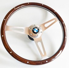 Steering Wheel fits for BMW Wood Chrome Vintage E3 E9 E12 E21 E23 E24 1976-1984
