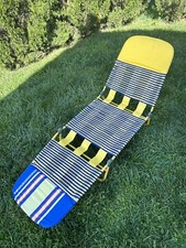 Vintage Folding Aluminum Chaise Lounge Lawn Beach Chair Vinyl PVC Tubing Yellow