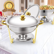 Chafing Dish Buffet Set Stainless Steel Full Size Chafer party Event 5QT 6 Set
