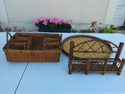 Vintage osier panier - osier, avec