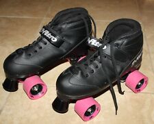 Super NITRO Epic Skates Quad Speed ROLLER SKATES Black Pink Youth Size 8