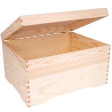 Creative Deco Boîte de Rangement | Bois Naturel | 40 x 30,5 x 24 cm | Non Peinte