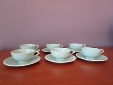 6 Art Deco Villeroy & Boch Septfontaines Luxembourg Pale Green Cups & Saucer
