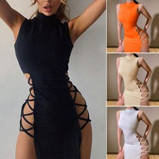 Robe Élégante À Bandes Sans Manches Sexy Pour Femmes Soirée En Boîte De Nuit /