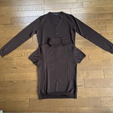 Ralph Lauren Brown Wool Cardigan & Turtleneck Ensemble Japan