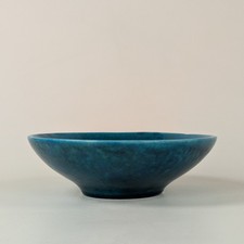 Beautiful Ceramic Cup Signed Vintage 40s 50s Crackled Blue Monogram