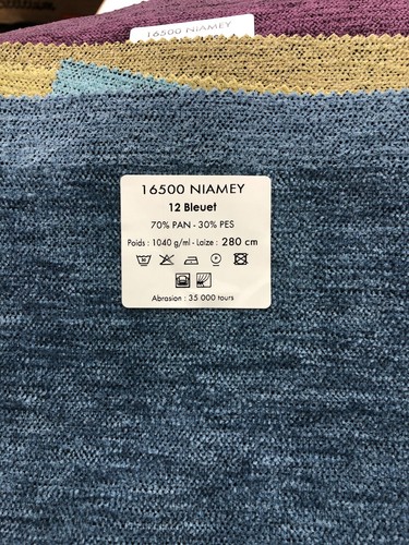 Tissu velours bleu niamey - bleu, par