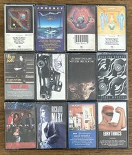 12 Classic Rock Cassettes, Used, Journey, Rolling Stones, Aerosmith, REO, Heart,