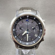 Casio Oceanus OCW-10 Watch Men 36mm Black Dial Titanium Chrono Solar Works