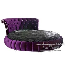 Lit King Taille Double Rond Récipient Moderne Velours Ou Cuir Éco Toison