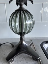 TABLE LAMP; 29.0" T; 4 lbs; Mid-Century Modern; Gray Metal w/Glass; Pre-owned