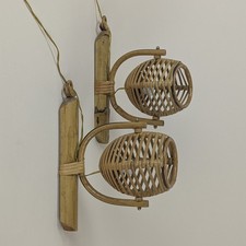 Pair of Mid Century Modern 1950s DLG Sognot Bamboo Rattan Wall Sconces