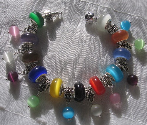 Bracelet perles oeil - perles, chat"