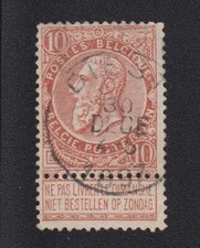 TIMBRE dominical Belgique 1893 Leopold II 10c rouge oblit. 1897 n°98 cat. Maury