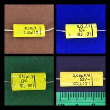 x4pcs Iskra KCU 0.18uF 0.22 0.47 0.68 Polycarbonate Capacitors NOS yellow jacket