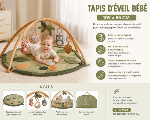 Tapis éveil bébé - d’Éveil, 109x85