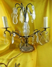 ancienne lampe girandole de table a pampilles epoque 1950 bronze st LXVI 