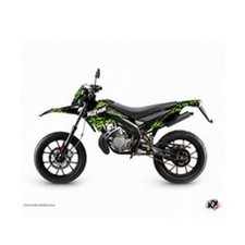 Kit deco autocollant-sticker predator noir-vert derbi 50 drd xtreme 2010>17