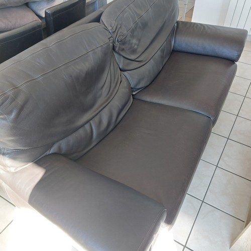 Canapé cuir marron places - cuir,
