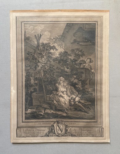 Jardinier galant gravure - jardinier,