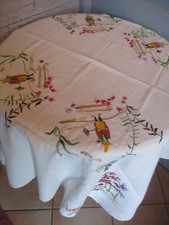 Belle Nappe blanche ancienne brodée   main
