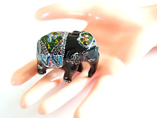 Lackmalerei Éléphant Noir/Coloré Sculpture Déco Figurine 21,6 G/5,3 x 4,5 X