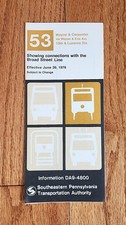 1976 SEPTA TROLLEY STREETCAR TIME TABLE ROUTE 53 PHILADELPHIA PA