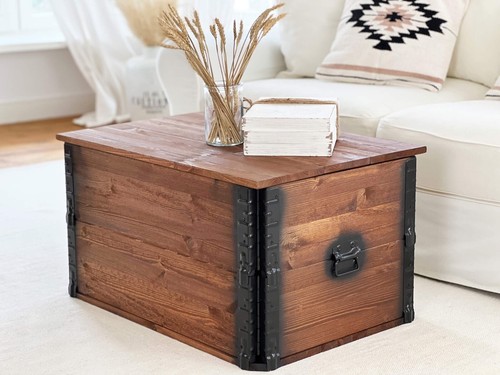 Coffre table basse - basse, massif