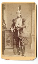CDV card old photo 3rd Republic Cuirassier Lyon uniform helmet