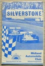 SILVERSTONE 9 Mar 1974 MIDLANDS AUTOMOBILE CLUB RESTRICTED RACE MEET Programme