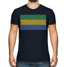 Gabon Gribouillage Drapeau Hommes T-Shirt Cadeau Gabonais Football