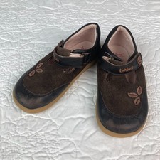 Bobux I-Walk Brown Leather Suede Flexible Healthy Feet T-Strap Shoes - Girls 8.5