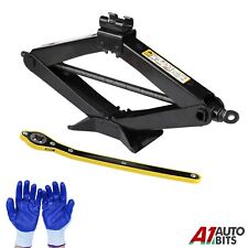 2T Ciseaux Cric W/Travail Gants Manivelle Vitesse Levier Voiture Van Pneu Mains