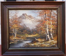 tableau signé Lowery: lac de montagne