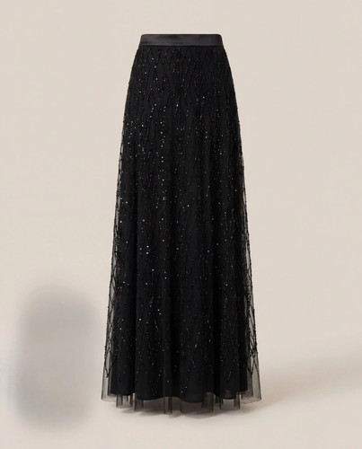 Jupe longue tulle brodé noir