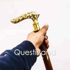 Canne de collection pliable en bois de style victorien manche en laiton pour ...