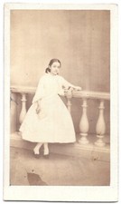 Photo CDV girl leaning on railing circa 1865 Couton Vichy