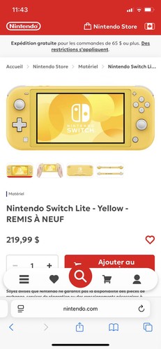 Nintendo switch lite jaune - lite, –