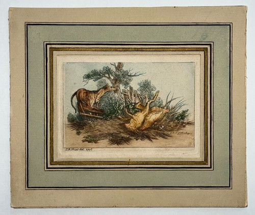 Chien chasse gravure eau - chien,