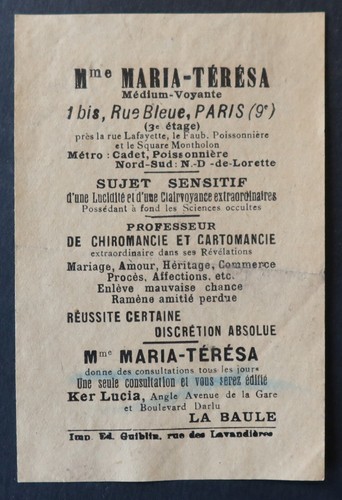 Carte visite madame maria - carte,